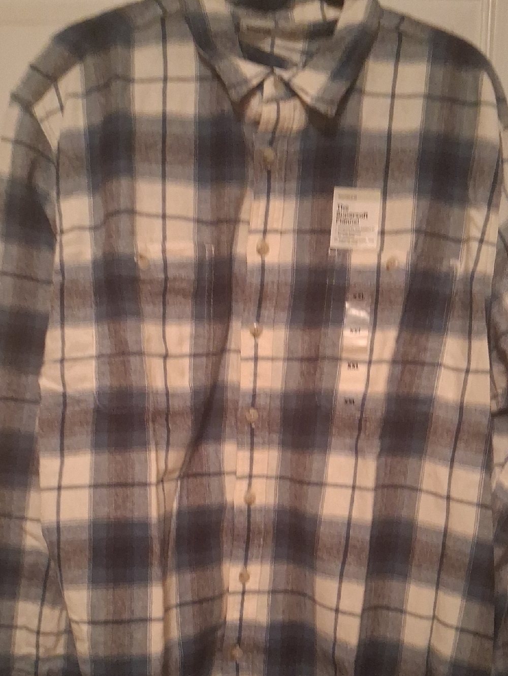 Sonoma Men's Blue and White Plaid Soft Flannel Button-Down Shirt XXL